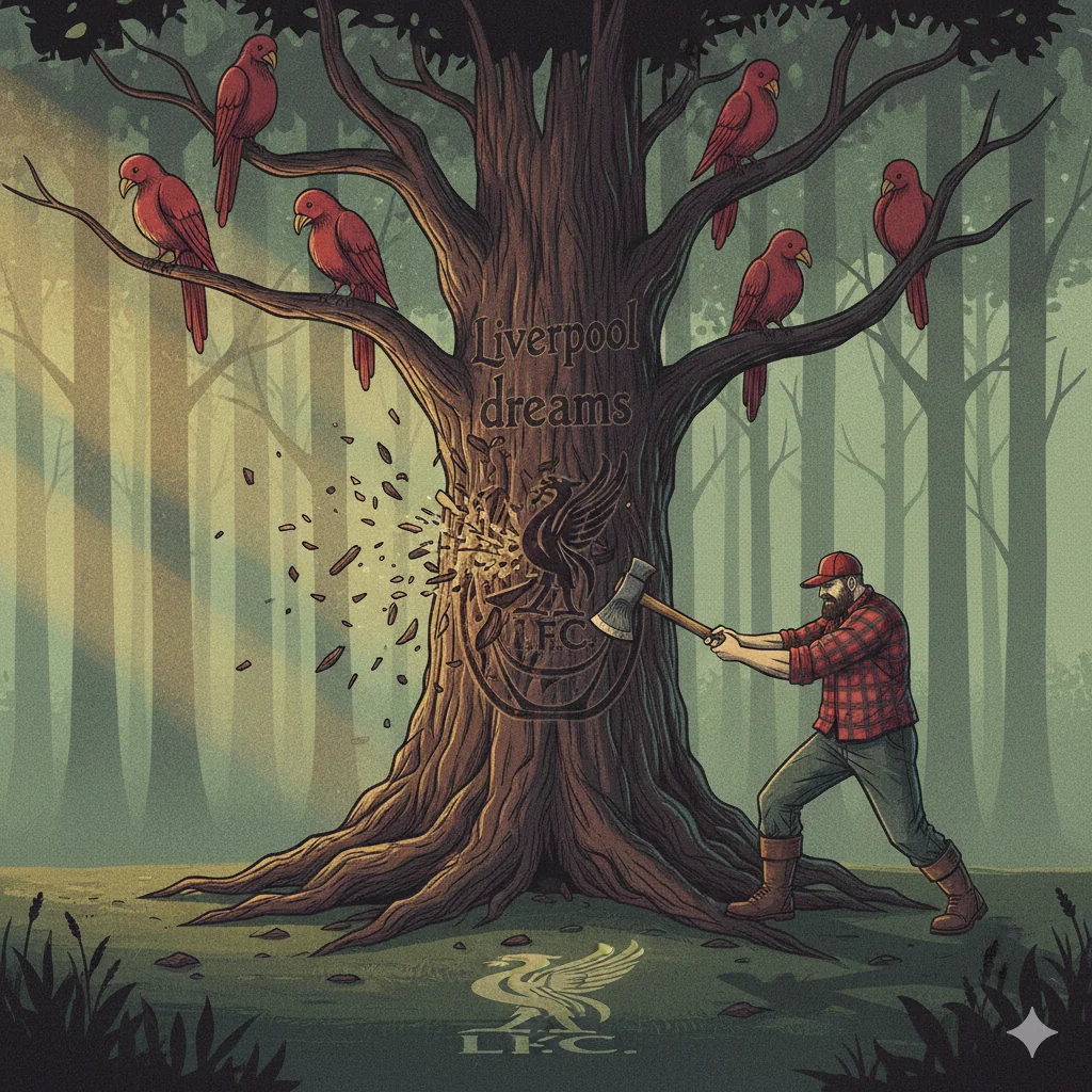 Drwal ścinający drzewo